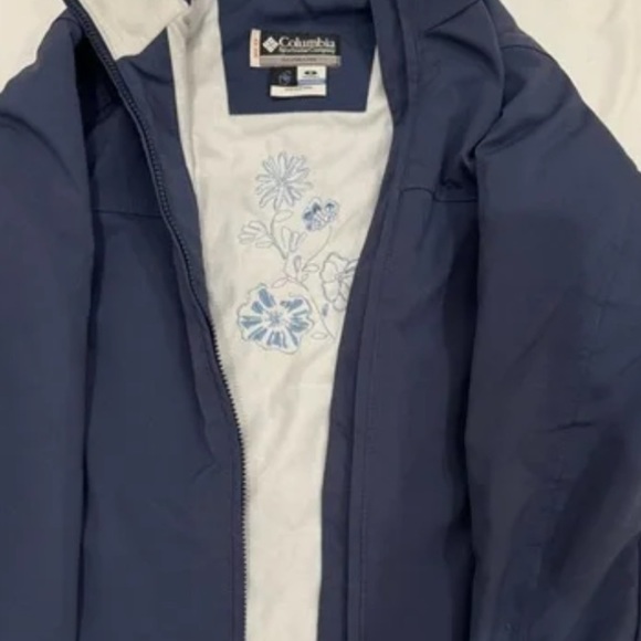 Columbia XCO Interchange Jacket S Blue Solid Outer Floral Liner Full Zip Women’s - Picture 8 of 10